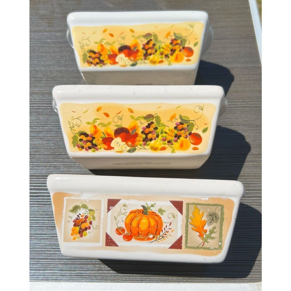 Autumn Mini Baking Loaf Dish  6” Ceramic Casserole/ Souffle Baker Oven to Tablew
